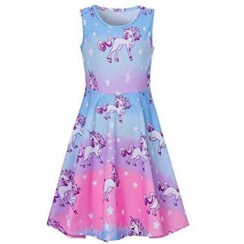Adicreat Kids Unicorn Print Dress – 8‑9T