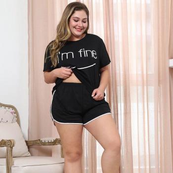 Ropa de dormir para mujer, pijama corto, talla grande, primavera-verano