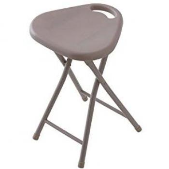 Sgabello pieghevole con seduta in plastica ABS e gambe in metallo tortora