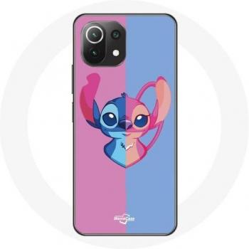 Cubierta Moderna Xiaomi Mi 11 Lite, Diseño Stitch y Ángulos Rosados