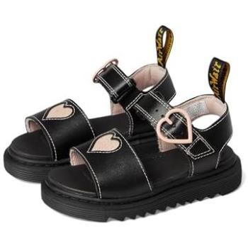 Dr. Martens Marlowe Kinder Sandalen – Schwarz/rosa, 32, glänzendes Leder, Herz‑Applikation, Plateau