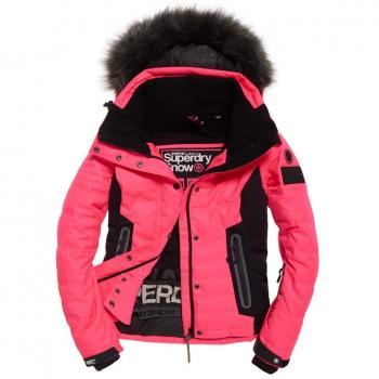 Superdry Damen Skijacke Luxe Snow Puffer pink Größe XS