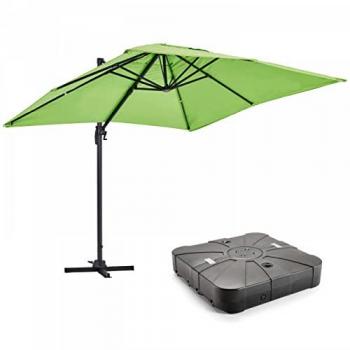 Ombrellone sporgente 2x3 m con ruote e base in alluminio verde