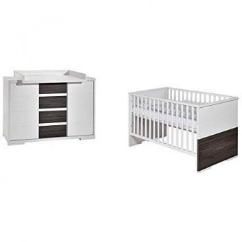 SCHARDT Set lettino & fasciatoio MAXX FLEETWOOD bianco / legno naturale
