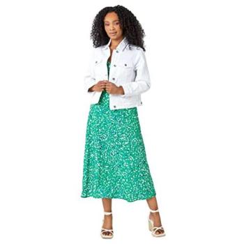 Roman Women's Petite White Bleached Denim Trench