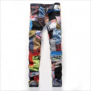 Pantalon Denim Homme Patchwork Déchiré