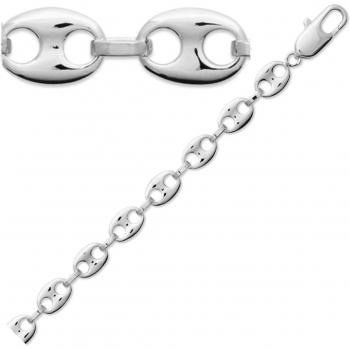 Coffee Bean Elegance Chain – 50 cm, 6 mm, Rhodium‑Silver