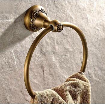 Toallero de baño redondo de latón antiguo, soporte de pared, accesorios de baño retro, zba428