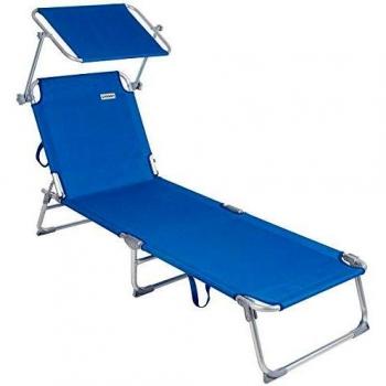 Sonnenliege Ibiza Blau 190x59x29cm Aluminium mit Sonnendach