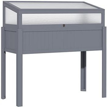 Outsunny Hochbeet mit Belüftung grau 120L x 54B x 122H cm