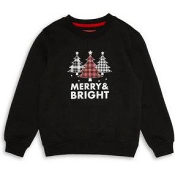 Schwarzer Fleece-Crew-Top von Threadboys für die Weihnachtssaison