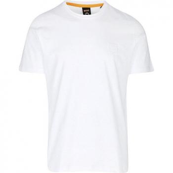 Men's BOSS Orange Tales Cotton-Jersey T-shirt With Logo Patch, White, Size 38/Regular