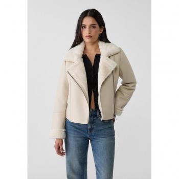 Stradivarius Ecru Doubleface-Bikerjacke S