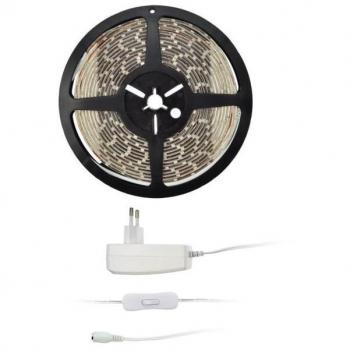Bande LED Solight 5 m avec Contrôleur – 4,8 W/m – IP65 – Blanc Froid – Adaptateur 12 V