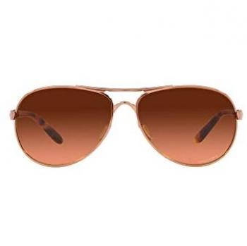 Oakley Feedback‑Style Brille in Rose Gold, Prizm Brown Gradient Glassen