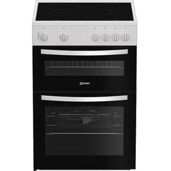 Indesit IDE6VMW Freestanding 60 cm Hydrolytic Double Oven Cooker with Ceramic Hob – White