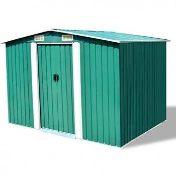 Sonata Garden Storage Shed Green Metal 257x205x178 cm