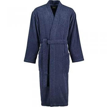 Cawö Bademantel Herren Kimono Uni 828 blau