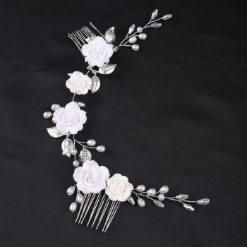 White Rose Petal Headpiece – Handmade Bridal Accessory