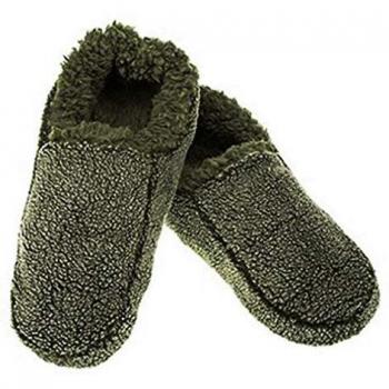 Cosy Mens Slippers ~ Non-Slip Sherpa Fleece (UK 6/7, Green)