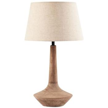 Dark Brown Mango Wood Lamp – Modern Standing, 54 cm Fabric Shade