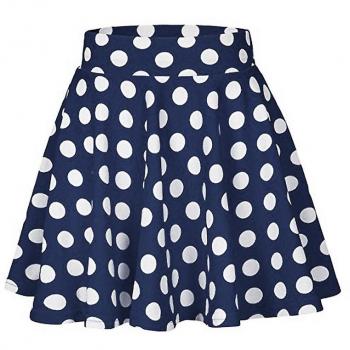 Jupe à pois vintage plissée bleu XL