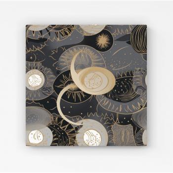 Sun & Moon Silver-Gold Canvas Art – 30x30 (Grey)