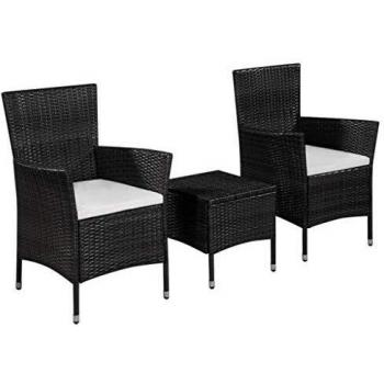 VidaXL Gartenmöbel Set Poly Rattan Schwarz