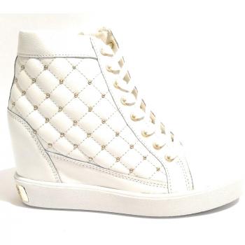 Sneakers alti bianco Guess Donna con zeppa e finitura furrata