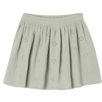 12/14Y Sage Green Girls' Broderie Anglaise Skirt in Cotton Gauze