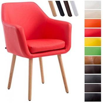 Chaise de Table à Manger Utrecht Similicuir Accoudoirs Rouge