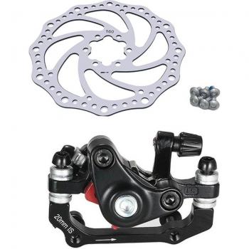 Freno de disco mecánico en aluminio 160 mm con rotors delantero y trasero, ideal para bicicletas de montaña