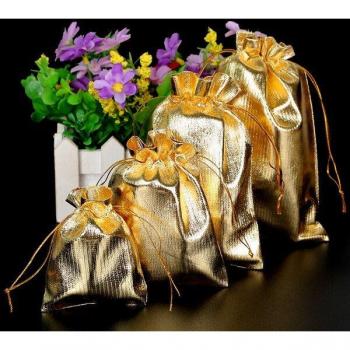 Sacs à Bijoux en Organza, 10 pièces, Or et Argent