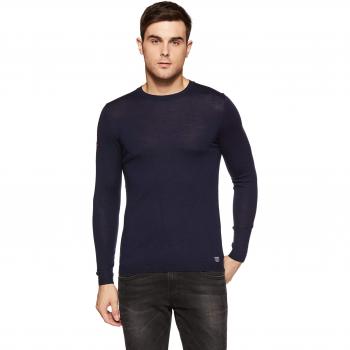Superdry Merino Crew, Sweat-Shirt de Sport Homme, Bleu