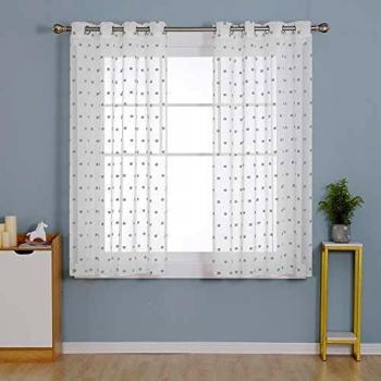 Paired Deconovo Voilage Gris Motif Transparent 140x180 cm