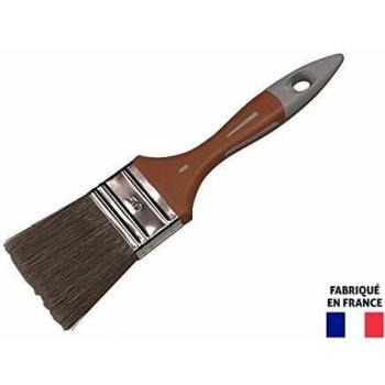 Pinceau plat bi matière pour lasure de 80mm avec manche en deux matériaux et virolle en inox