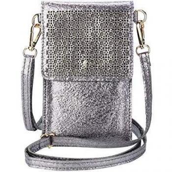 SeOSTO Umhängetasche für Damen, Handy Schultertasche (metallisches Grau)