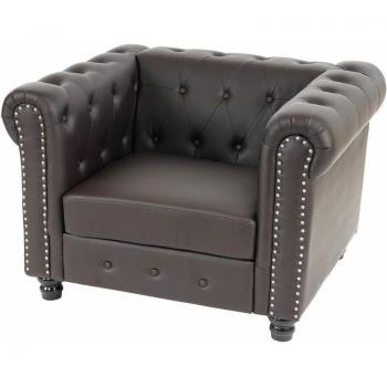 Sillón de Piel Sintética Chesterfield Reclinable Marrón