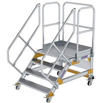 Aluminium-Plattformtreppe fahrbar 45°, 4 Stufen, 1000 mm Breite