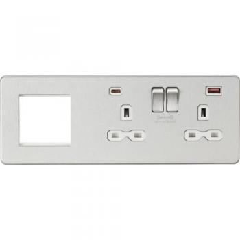 Screwless 13A 2G DP Socket with USB Fastcharge + 2G Modular Combination Plate