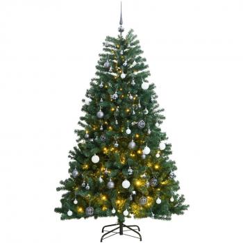 VidaXL 240 cm Artificial Hinged Christmas Tree with 300 LED Lights & Ball Set