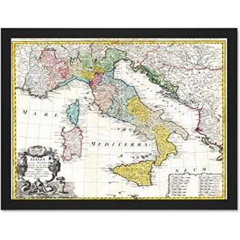 Antique Homann Italy Sea Map – Mediterranean Wall Painting – 18 by 24 inches
