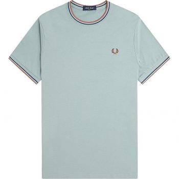 Camiseta Fred Perry Verde Doble Franjas