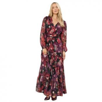 Long Tall Sally Maxi-Kleid mit Stufen in Schwarz für Größe EU 44