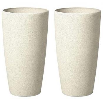 Paquet de 2 pots de fleurs ABDERA 31 cm Beige clair