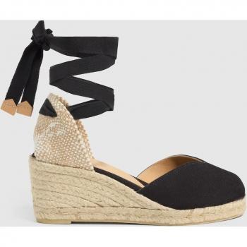 Castañer Alpargata Negra con Lazada