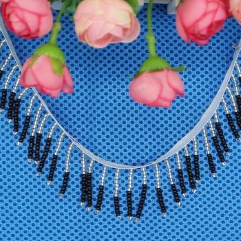 YACKALASI Fringe Tassel Lace Trimming 4.7CM Offwhite/Black
