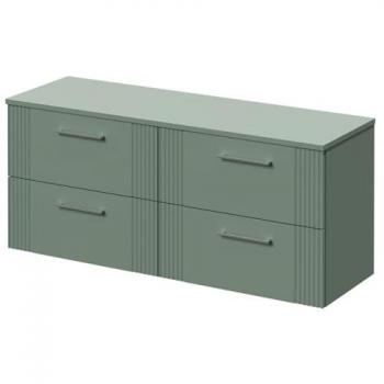Avant Wall-Mounted Vanity Unit in Satin Green with 4 Drawers