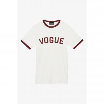 Blanco y Burdeos Vogue T-Shirt