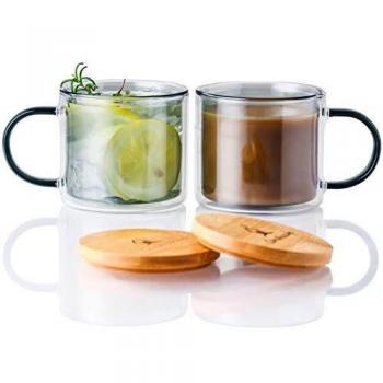VividGuard 275ml Insulated Glass Coffee Cup